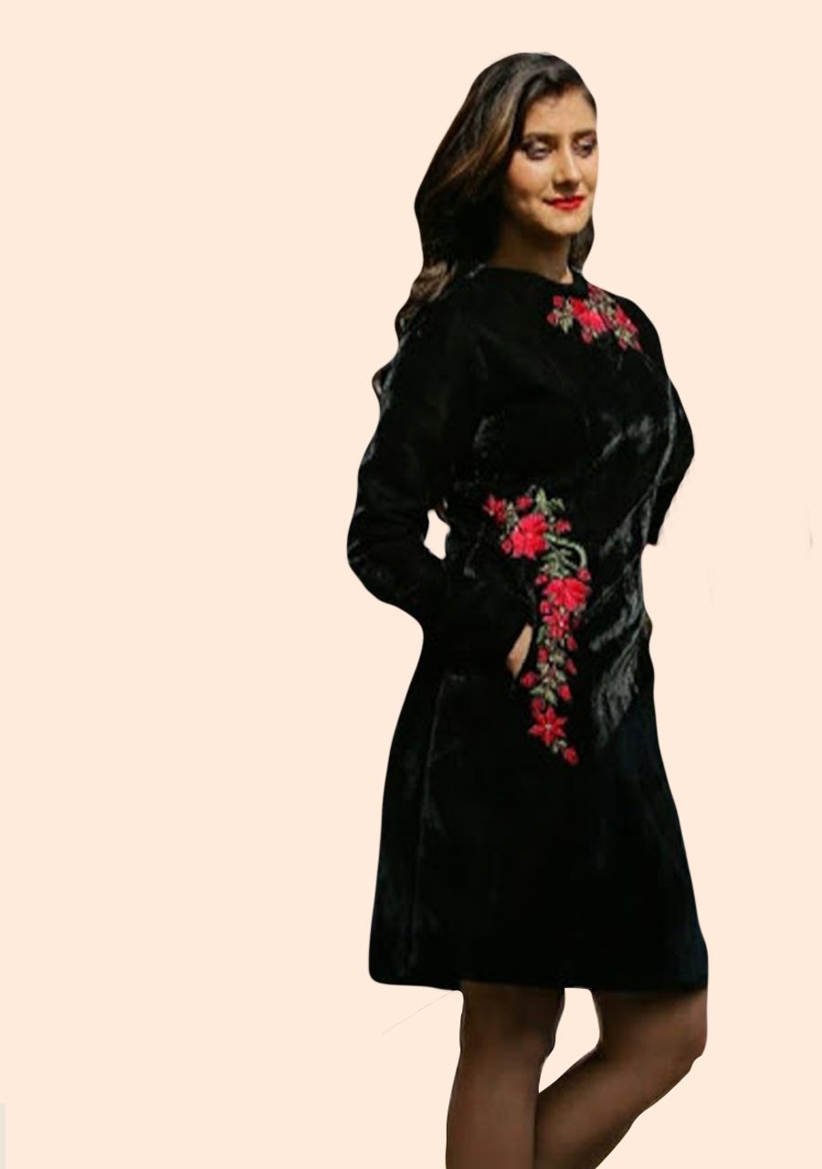 velvet embroidered dress