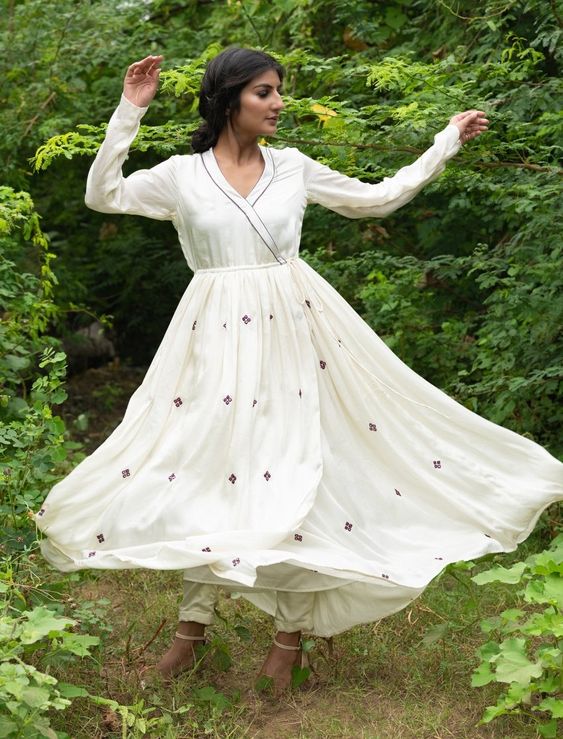 Beautiful Silk Angrakha Style Kurti with beautiful embroidery  embellishments. | Kurta designs, Indian designer outfits, Kurta designs  women