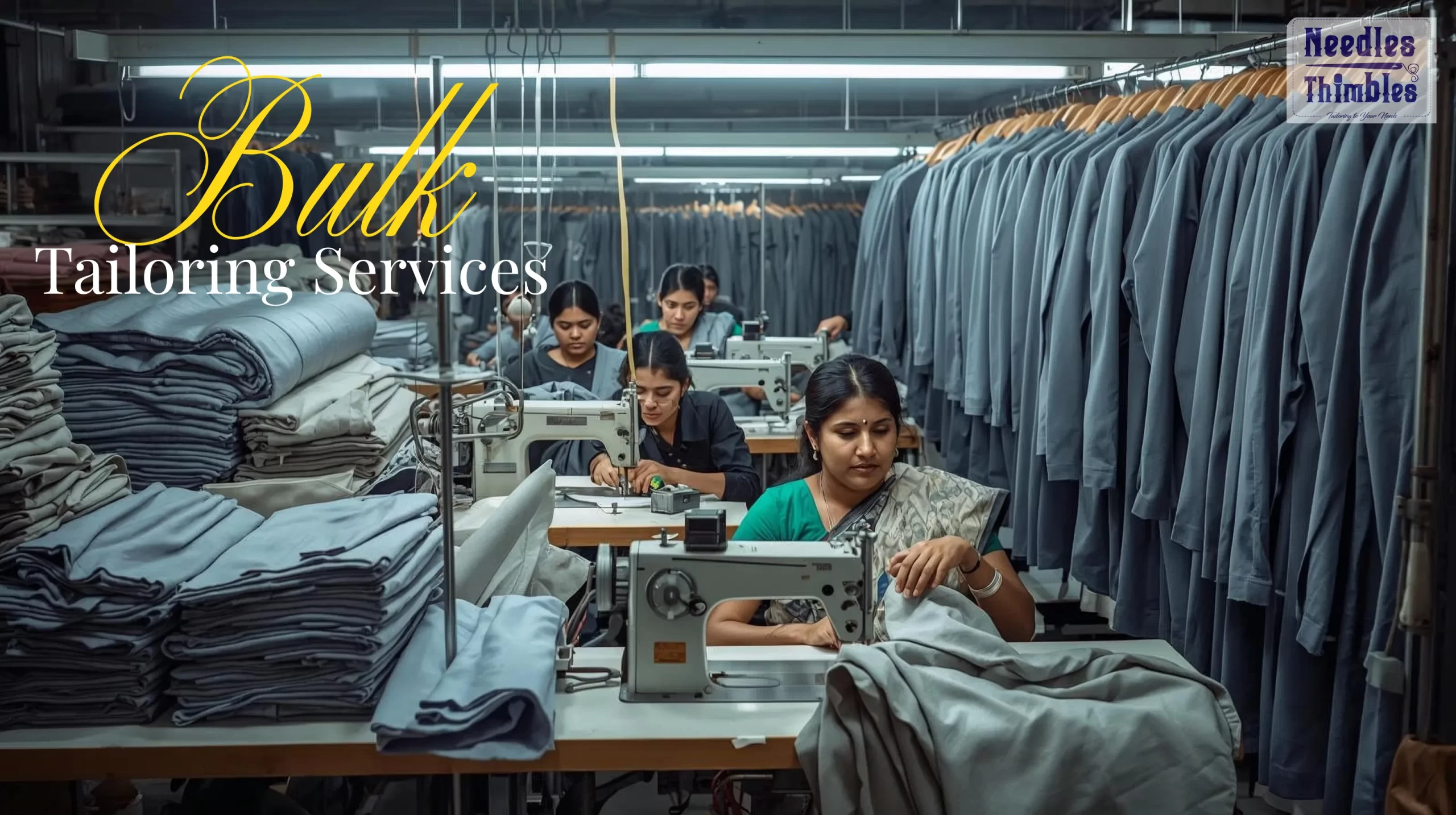 Bulk tailoring services in a professional garment unit producing suits at scale with quality stitching