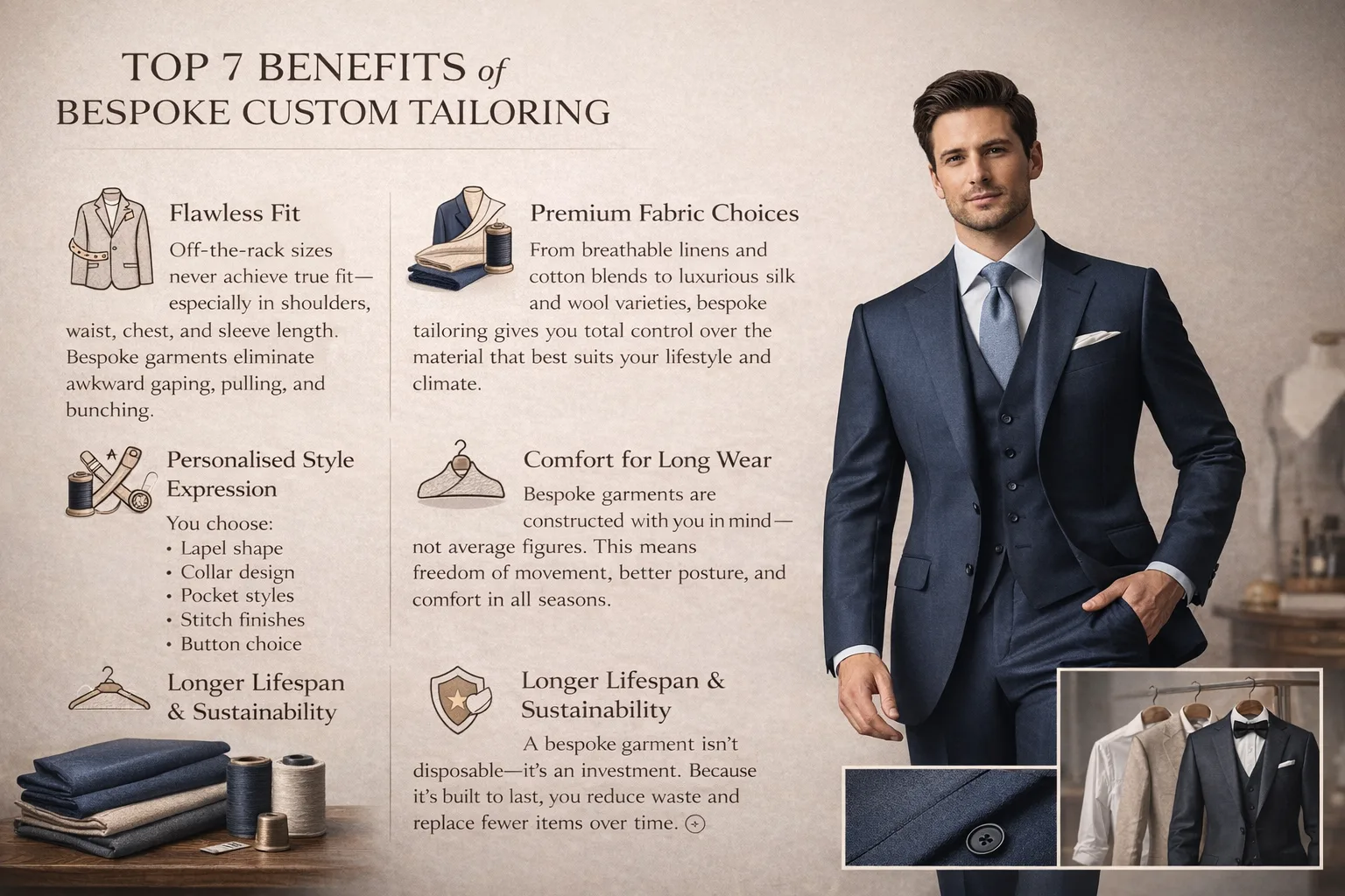 TOP 7 BENEFITS OF BESPOKE CUSTOM TAILORING