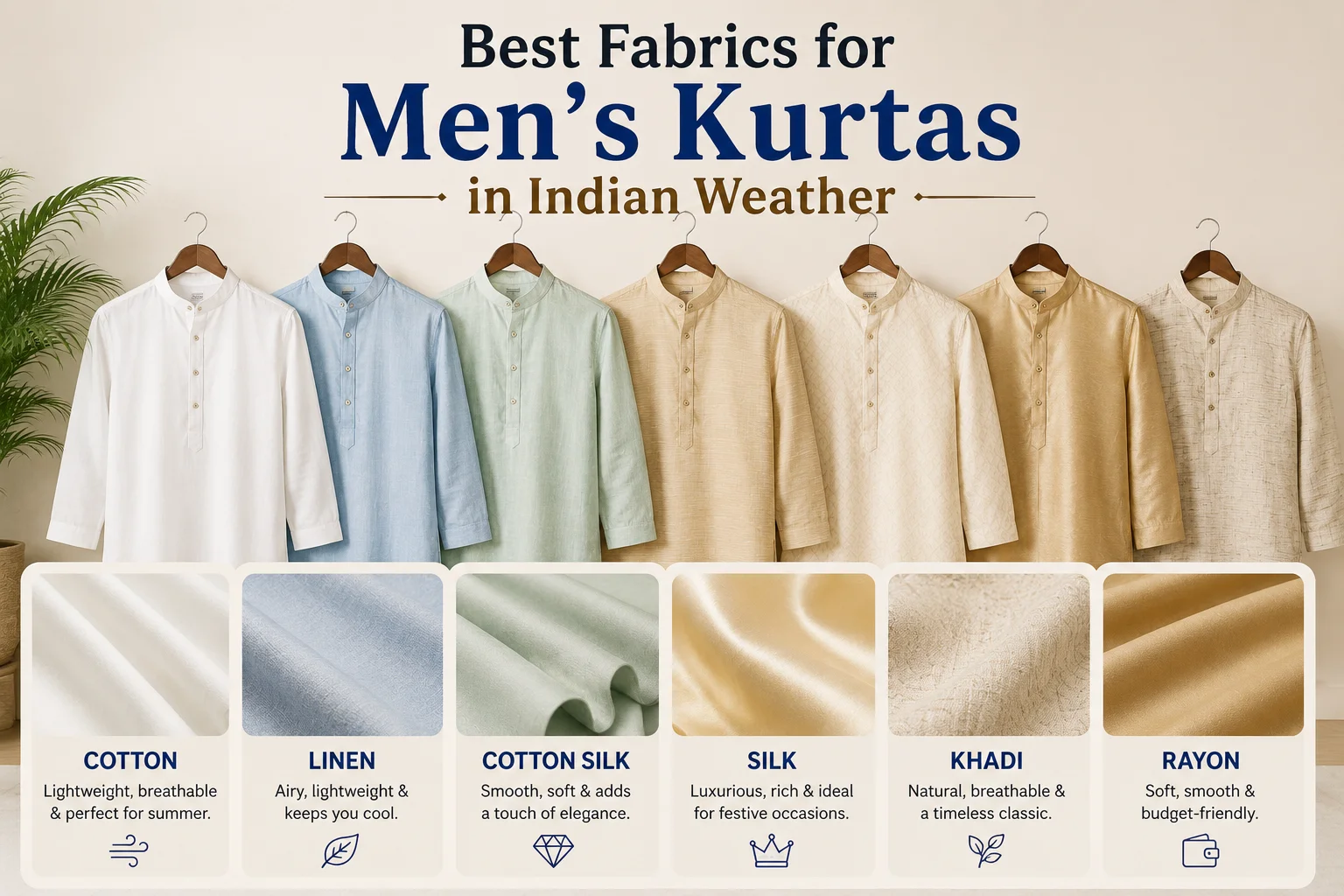 Best Fabrics for Men's Kurtas in Indian Weather