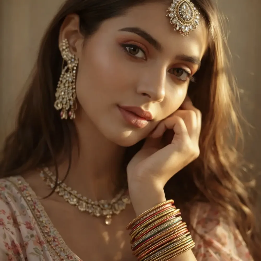 Accessories to elevate summer wedding look with statement earrings, bangles and minimal makeup for Indian women