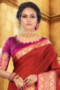 blouse designs on red saree
